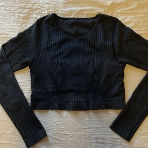 Lululemon Ebb to Street Cropped Black Long Sleeve Size 10